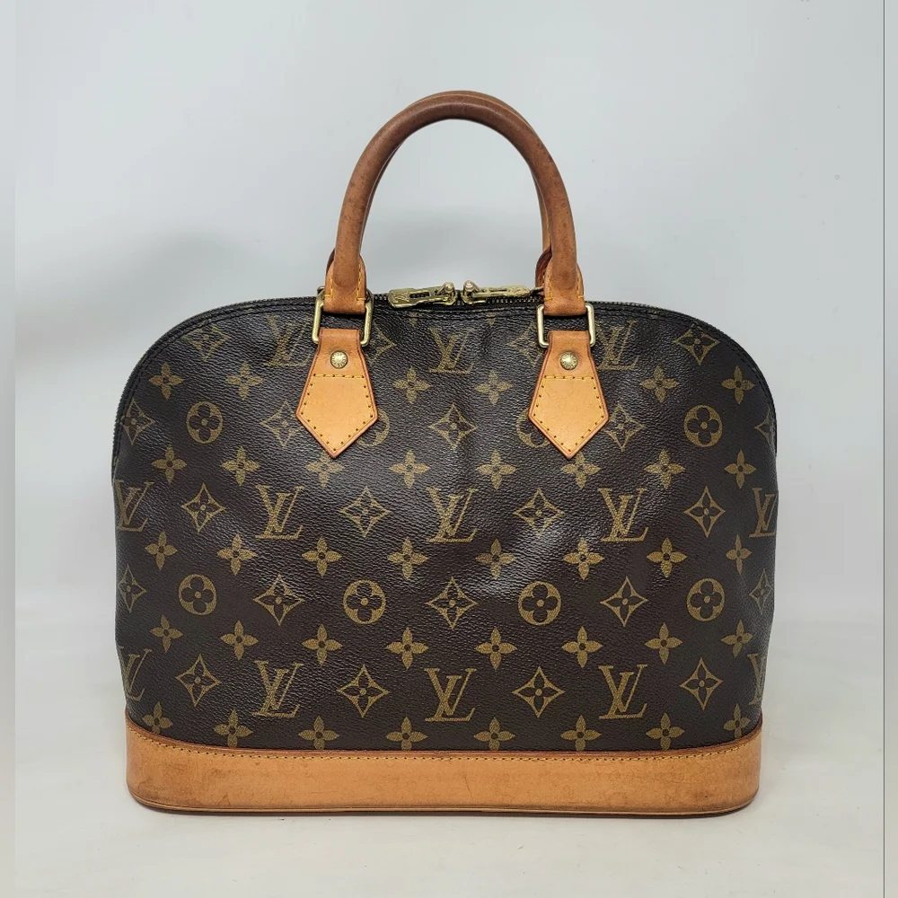 Louis Vuitton Alma PM Monogram Canvas Leather Hand Bag Authentic Vintage BA0957